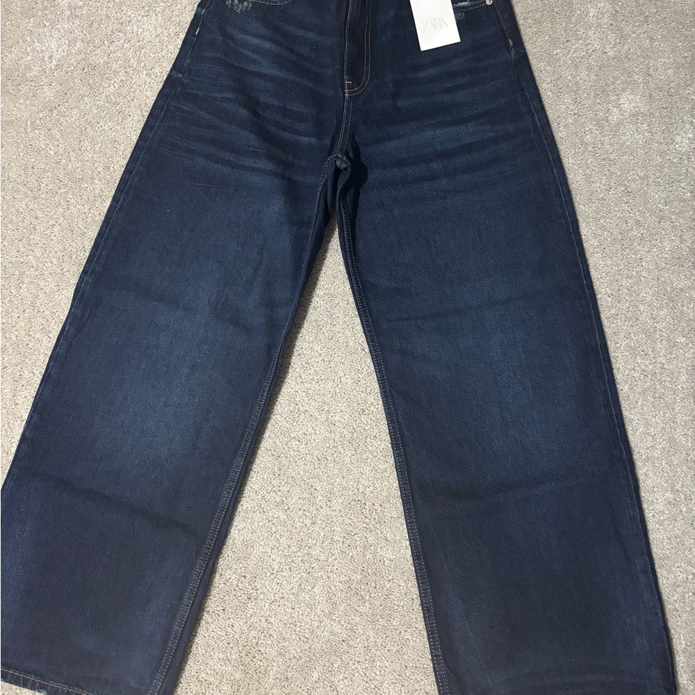 Zara Dark Blue Wide Leg Jeans